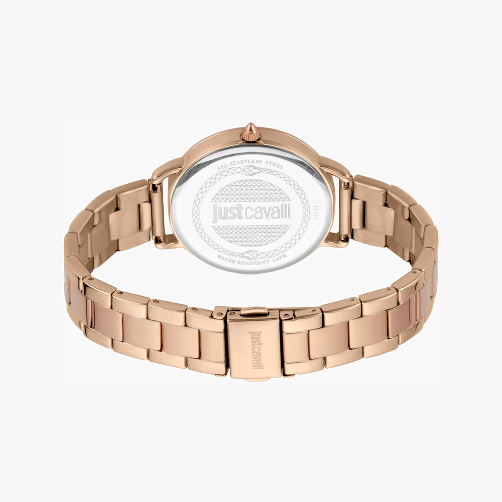 JUST CAVALLI Women's Watch with Rose Gold Stainless Steel Case and Rose Gold Stainless Steel Band