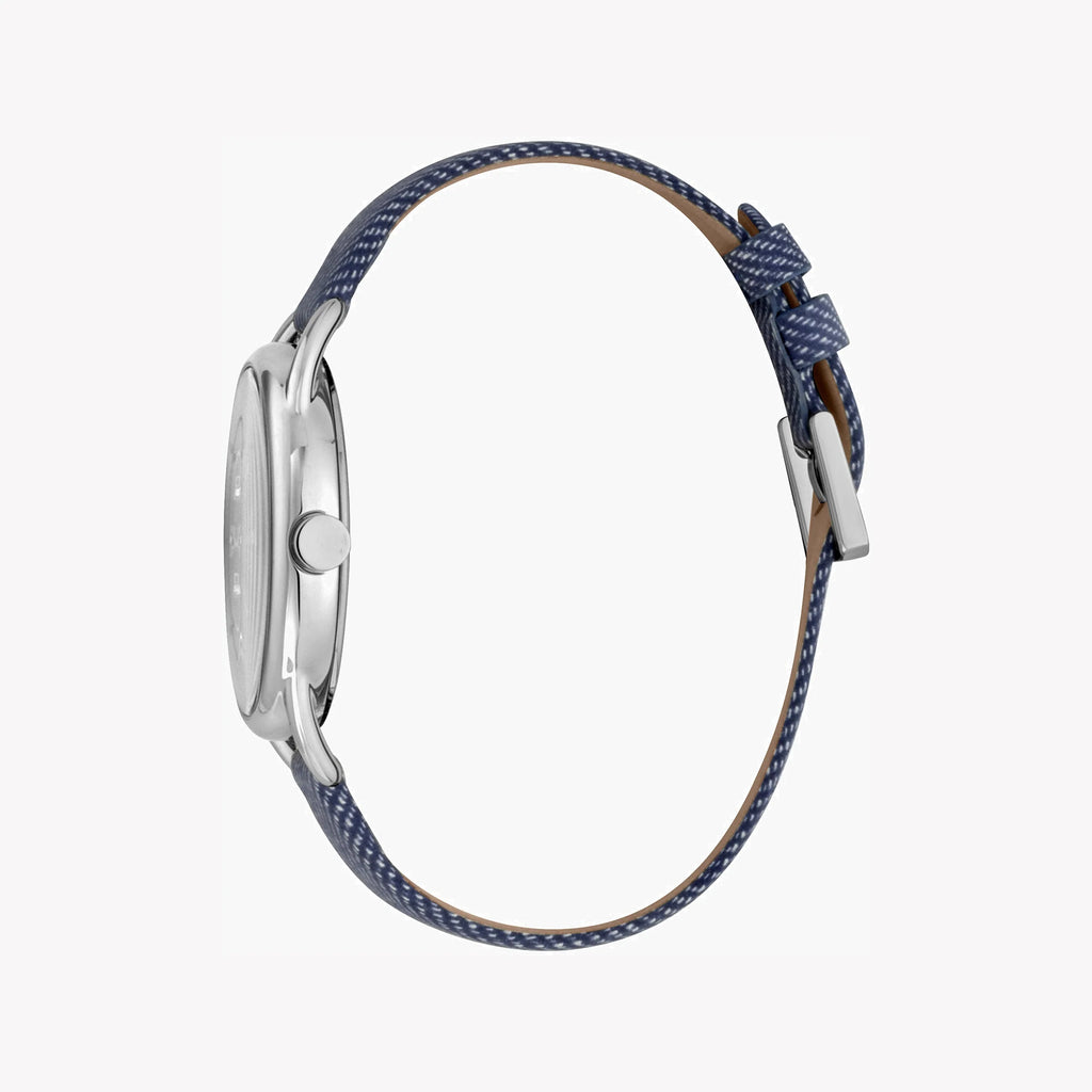 ESPRIT Women's Watch with Silver Stainless Steel Case and Blue Leather Band
