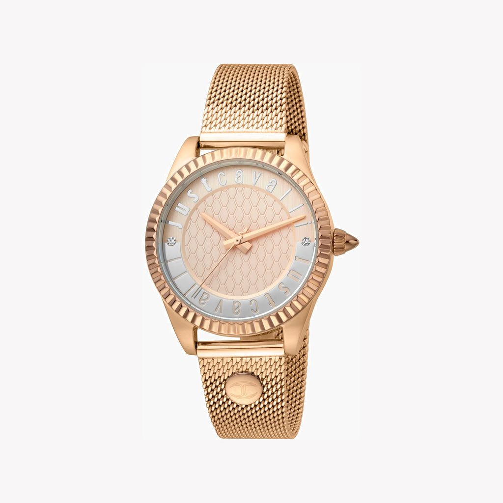 JUST CAVALLI Women's Watch with Rose Gold Stainless Steel Case and Rose Gold Stainless Steel Band