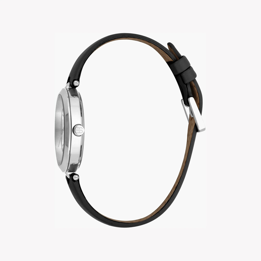 ESPRIT Women's Watch with Silver Stainless Steel Case and Black Leather Band