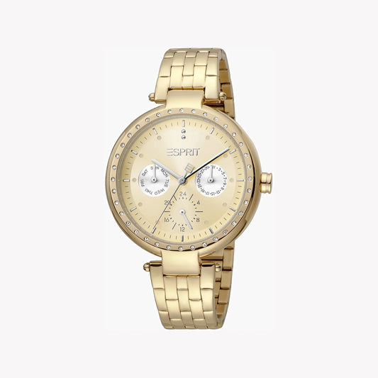 ESPRIT Women's Watch with Gold Stainless Steel Case and Gold Stainless Steel Band