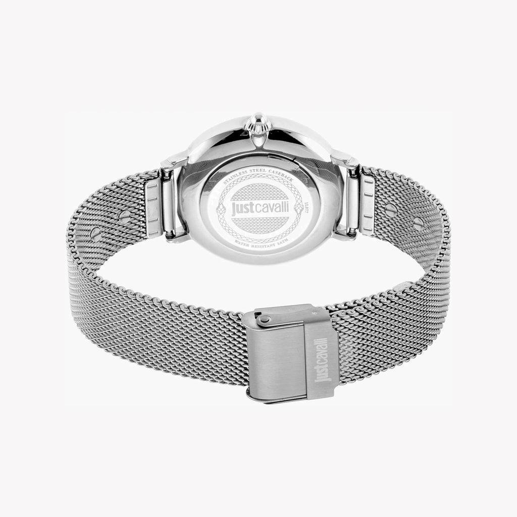 JUST CAVALLI Women's Watch with Silver Metal Case and Silver Stainless Steel Band