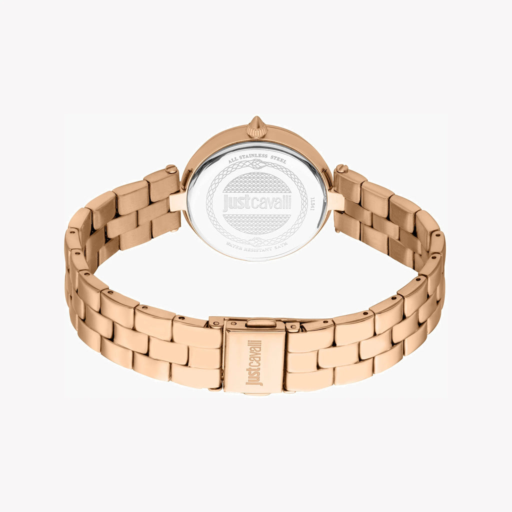 JUST CAVALLI Women's Watch with Rose Gold Stainless Steel Case and Rose Gold Stainless Steel Band