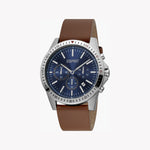 ESPRIT MEN'S TIMEPIECE - ELEGANT BLUE DIAL WITH BROWN LEATHER STRAP AND STAINLESS STEEL CASE