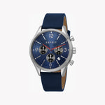 ESPRIT MEN'S BLUE LEATHER WATCH - TIMELESS STYLE WITH STAINLESS STEEL ELEGANCE