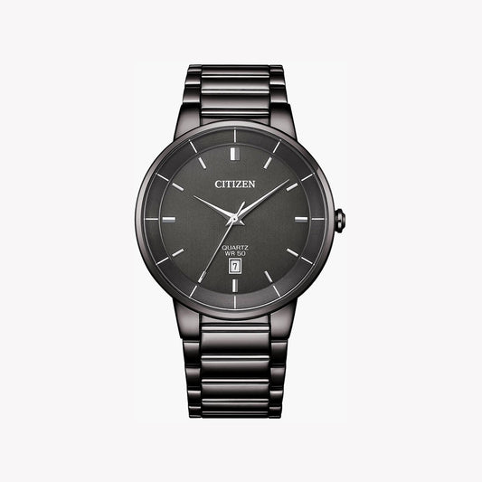 CITIZEN BI5127-51H - BOLD SOPHISTICATION: Men's Black Stainless Steel Watch with Precision Quartz Movement