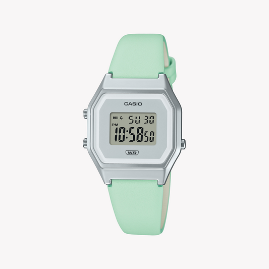 CASIO LA680WEL-3DF - SPORTY ELEGANCE WOMEN'S WATCH WITH BLUE LEATHER BAND & SILVER CASE