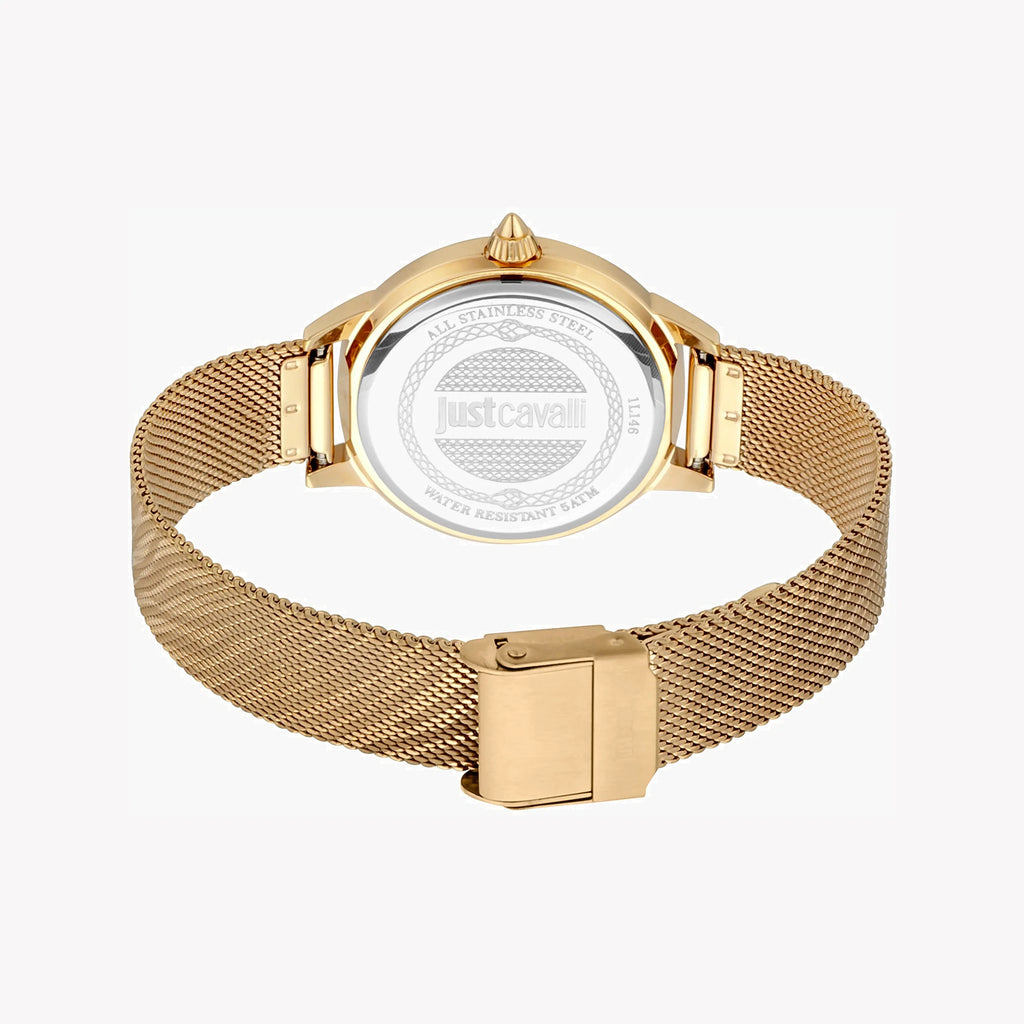JUST CAVALLI Women's Watch with Gold Stainless Steel Case and Gold Stainless Steel Band