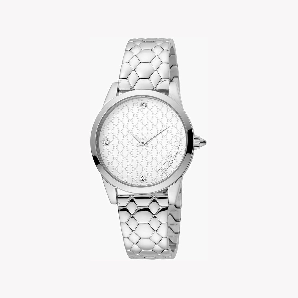 JUST CAVALLI Women's Watch with Silver Stainless Steel Case and Silver Stainless Steel Band