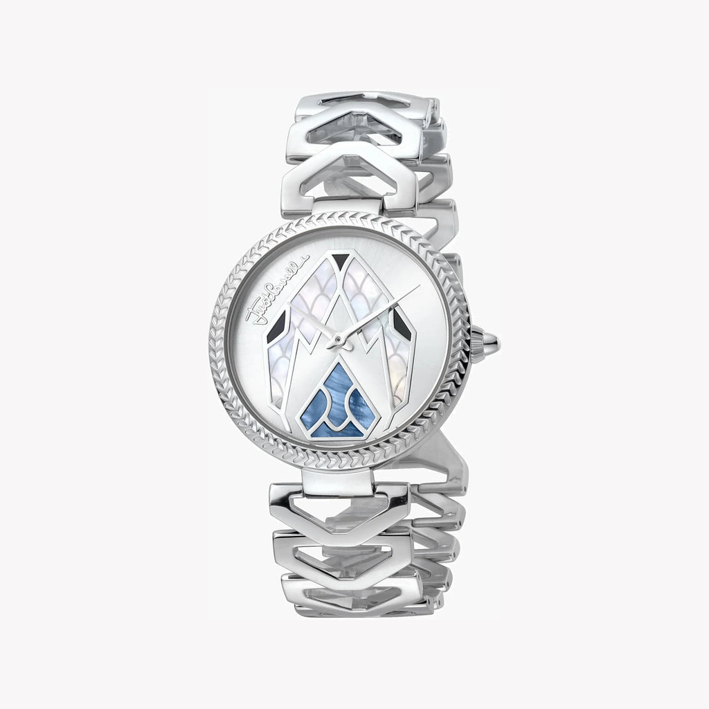 JUST CAVALLI Women's Watch with Silver Stainless Steel Case and Silver Stainless Steel Band