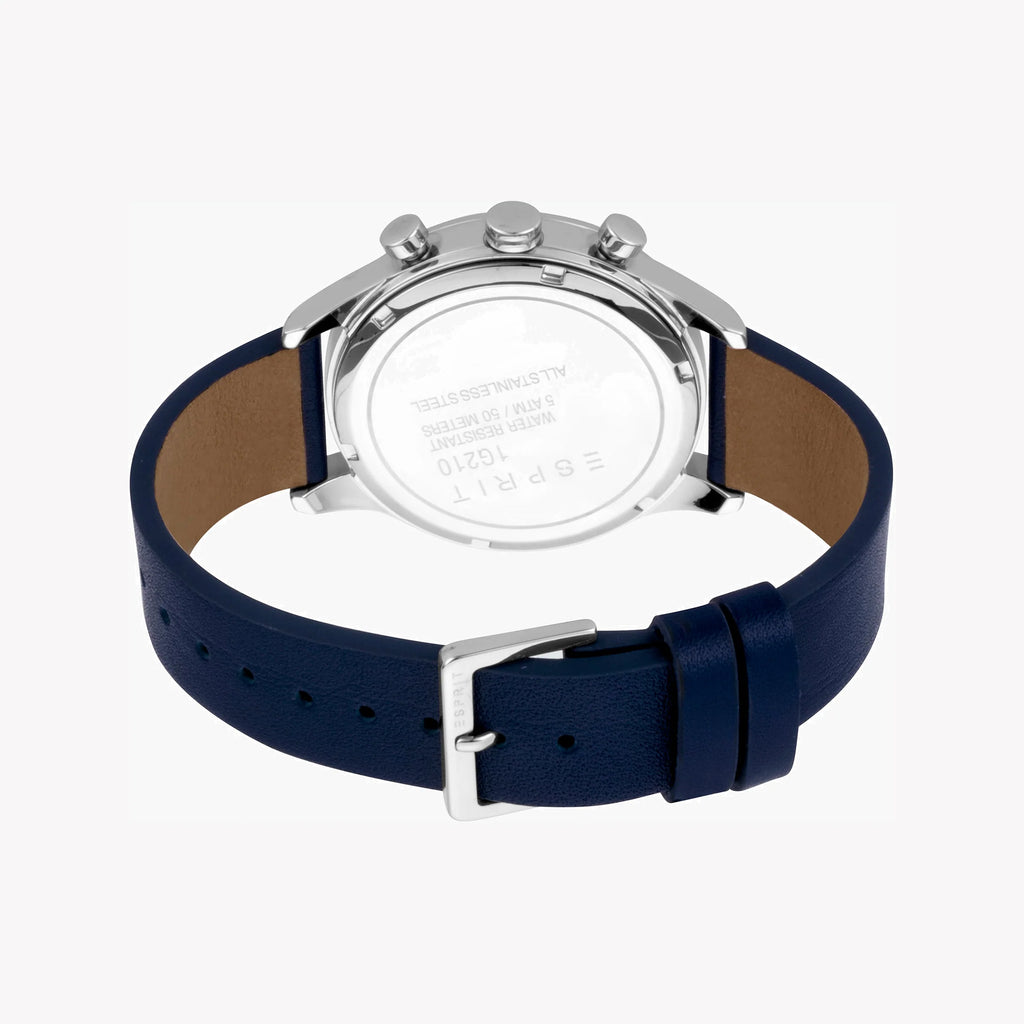 ESPRIT MEN'S BLUE LEATHER WATCH - TIMELESS STYLE WITH STAINLESS STEEL ELEGANCE