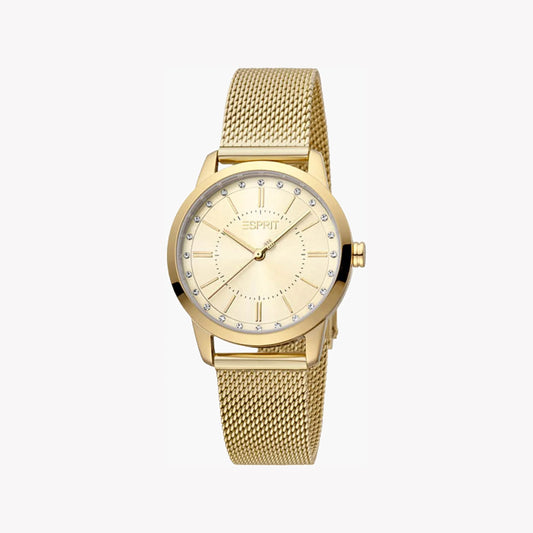 ESPRIT Women's Watch with Gold Stainless Steel Case and Gold Stainless Steel Band