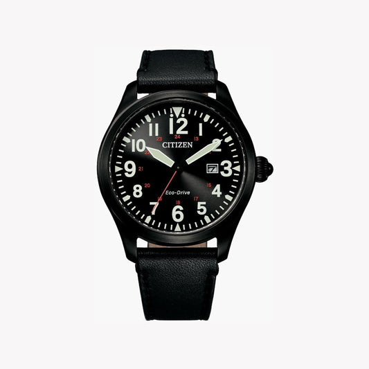 CITIZEN Eco-Drive BM6835-23E - BOLD PRECISION BLACK LEATHER MEN'S WATCH