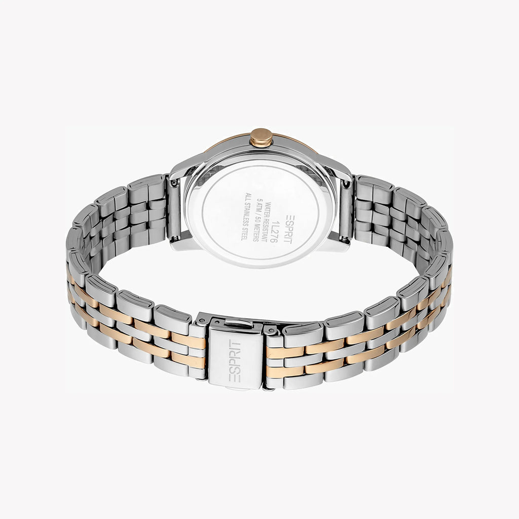 ESPRIT Women's Watch with Silver Stainless Steel Case and Silver & Rose Gold Stainless Steel Band