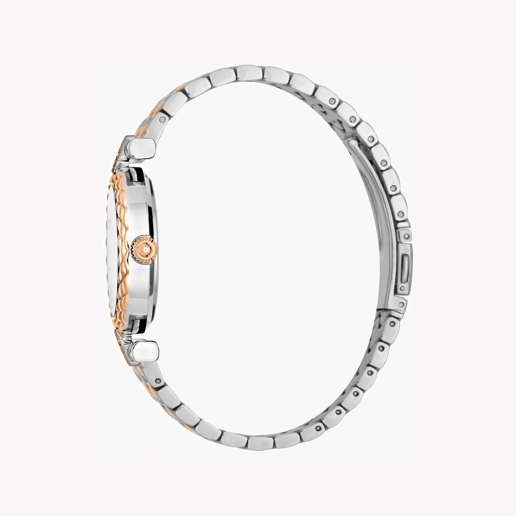 JUST CAVALLI Women's Watch with Silver & Rose Gold Stainless Steel Case and Silver & Rose Gold Stainless Steel Band