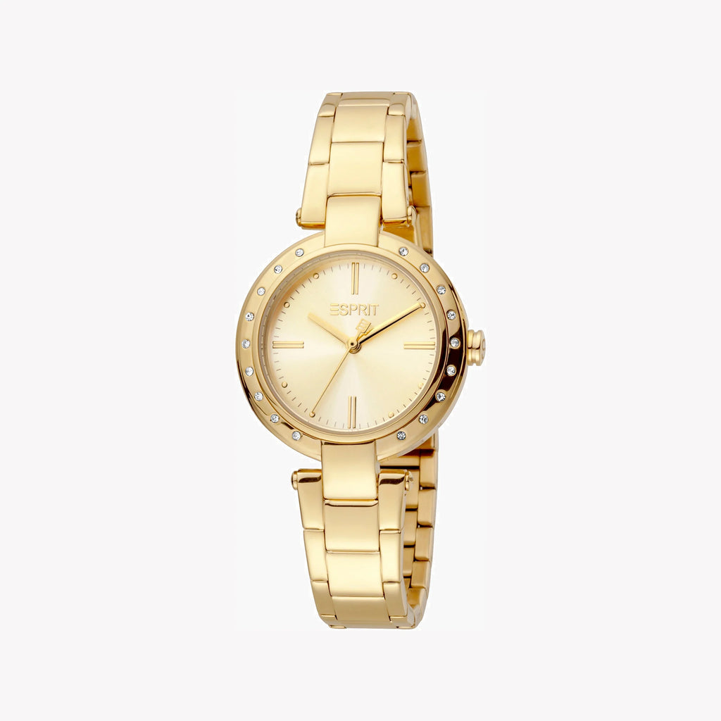 ESPRIT Women's Watch with Gold Stainless Steel Case and Gold Stainless Steel Band