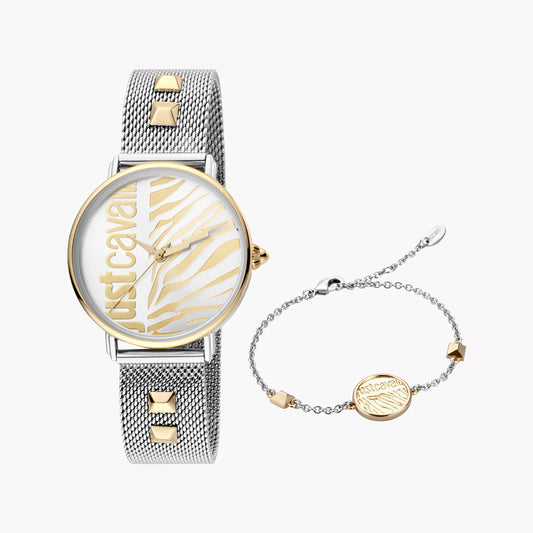 JUST CAVALLI Women's Watch with Metal Metal Case and Silver Stainless Steel Band