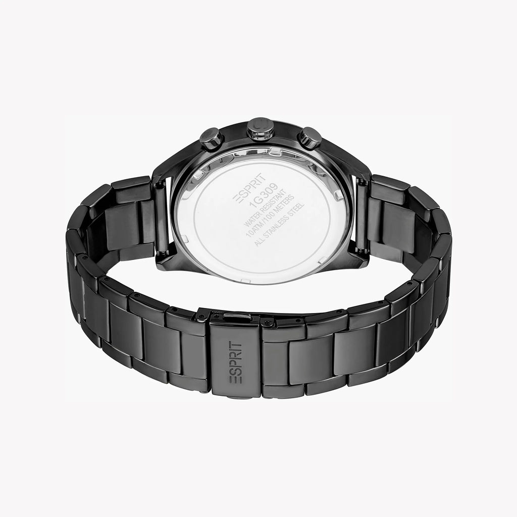 ESPRIT MEN'S BLACK STAINLESS STEEL TIMEPIECE - ELEGANCE REDEFINED 43MM