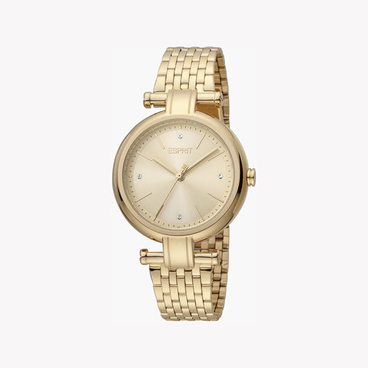 ESPRIT Women's Watch with Gold Stainless Steel Case and Gold Stainless Steel Band