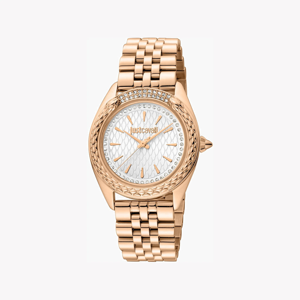 JUST CAVALLI Women's Watch with Rose Gold Stainless Steel Case and Rose Gold Stainless Steel Band