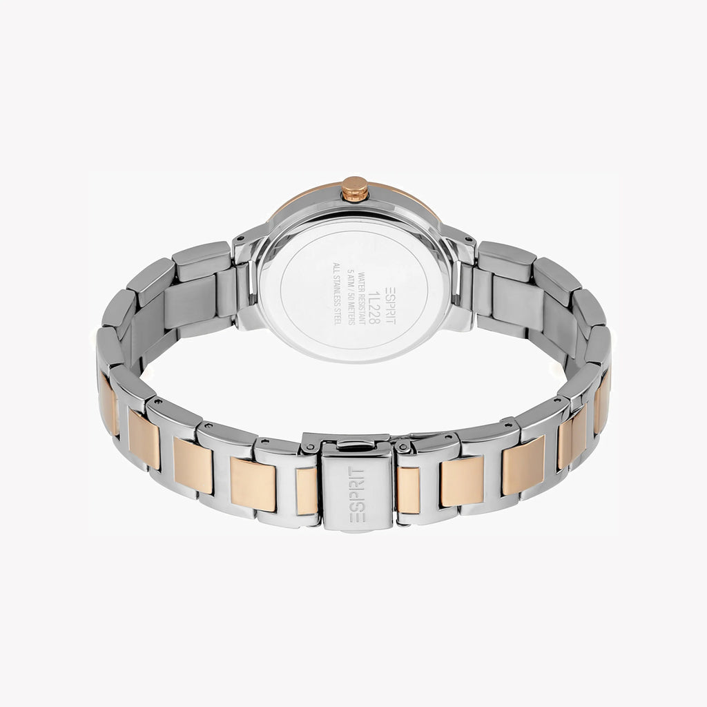 ESPRIT Women's Watch with Silver Stainless Steel Case and Silver & Rose Gold Stainless Steel Band