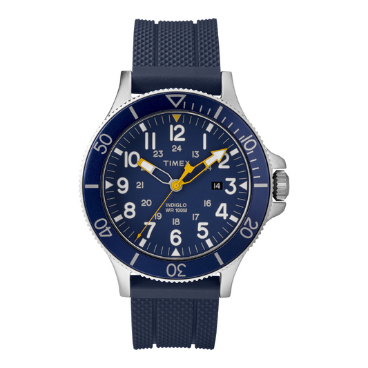 TIMEX MILITARY ALLIED TW2R60700 - MEN'S BLUE SILICONE & BRASS WATCH WITH INDIGLO LIGHT