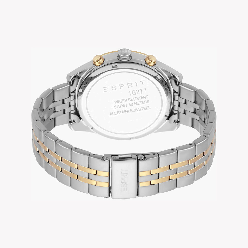 ESPRIT ELEGANCE ES-3000 - TIMELESS MEN'S WATCH with Silver & Gold Stainless Steel Band and Black Dial