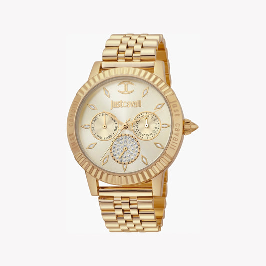 JUST CAVALLI Women's Watch with Gold Stainless Steel Case and Gold Stainless Steel Band