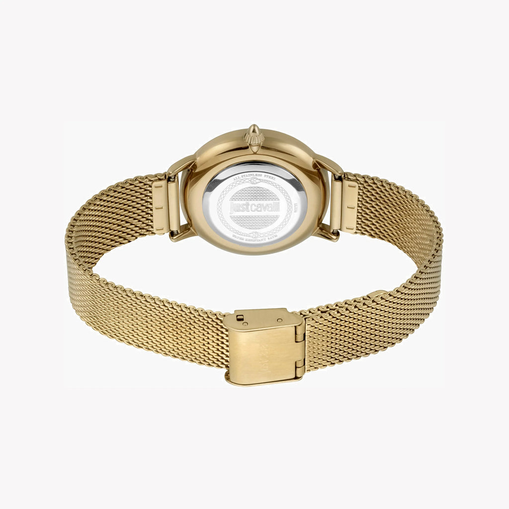 JUST CAVALLI Women's Watch with Gold Stainless Steel Case and Gold Stainless Steel Band