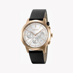 ESPRIT MEN'S CLASSIC TIMEPIECE - SLEEK BLACK LEATHER & SILVER DIAL STAINLESS STEEL WATCH