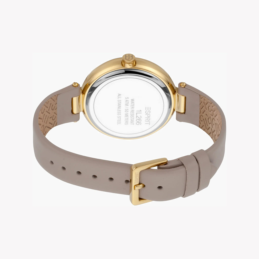 ESPRIT Women's Watch with Silver Stainless Steel Case and Beige Leather Band