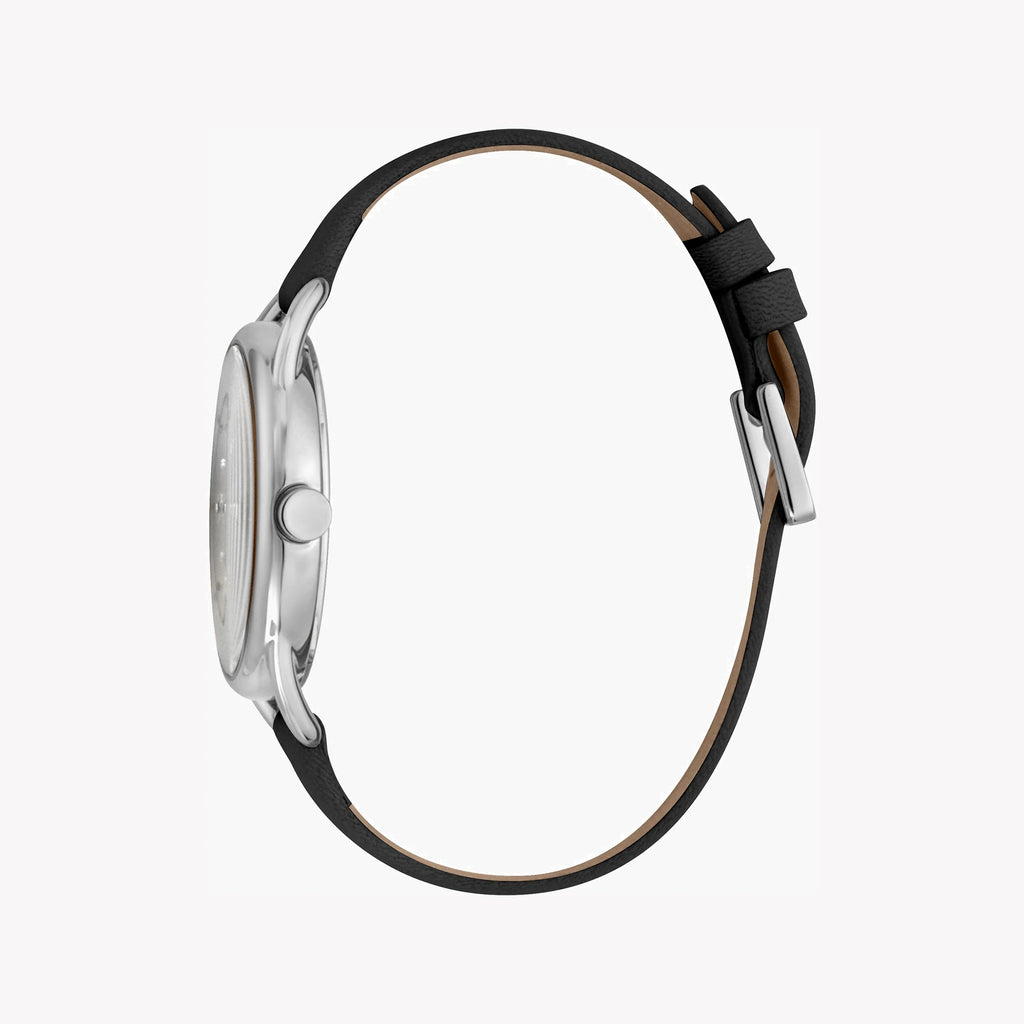 ESPRIT Women's Watch with Silver Stainless Steel Case and Black Leather Band