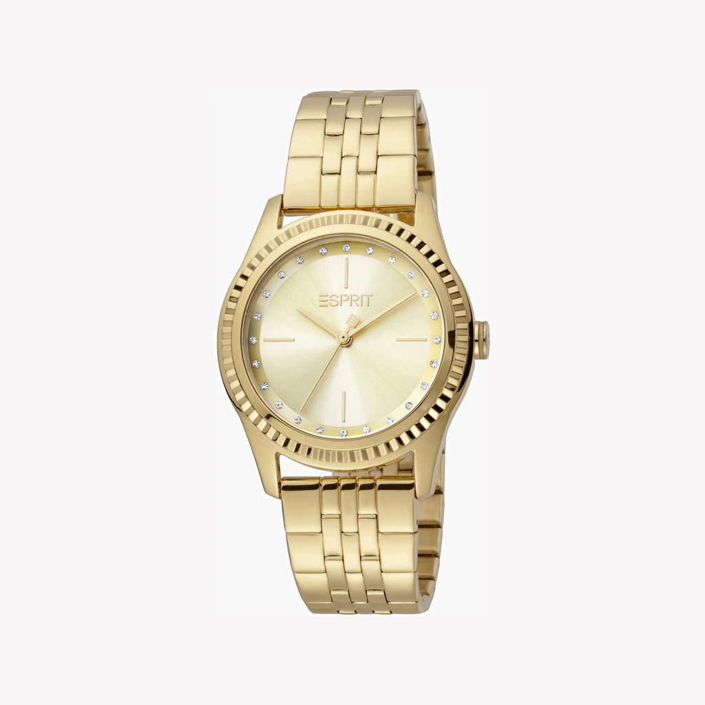 ESPRIT Women's Watch with Gold Stainless Steel Case and Gold Stainless Steel Band