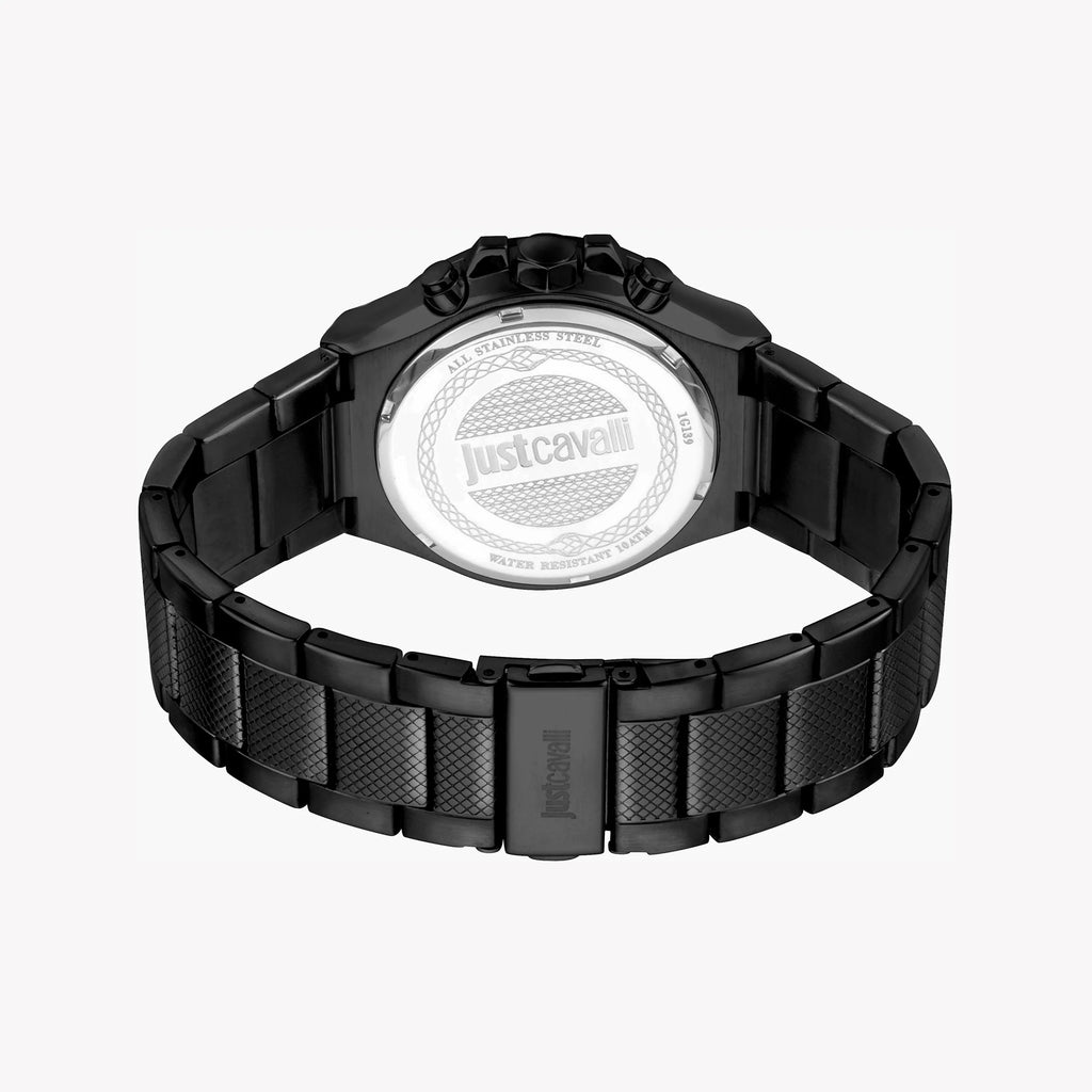 JUST CAVALLI BLACK STAINLESS STEEL ELEGANCE - SOPHISTICATED MEN'S WATCH 43MM