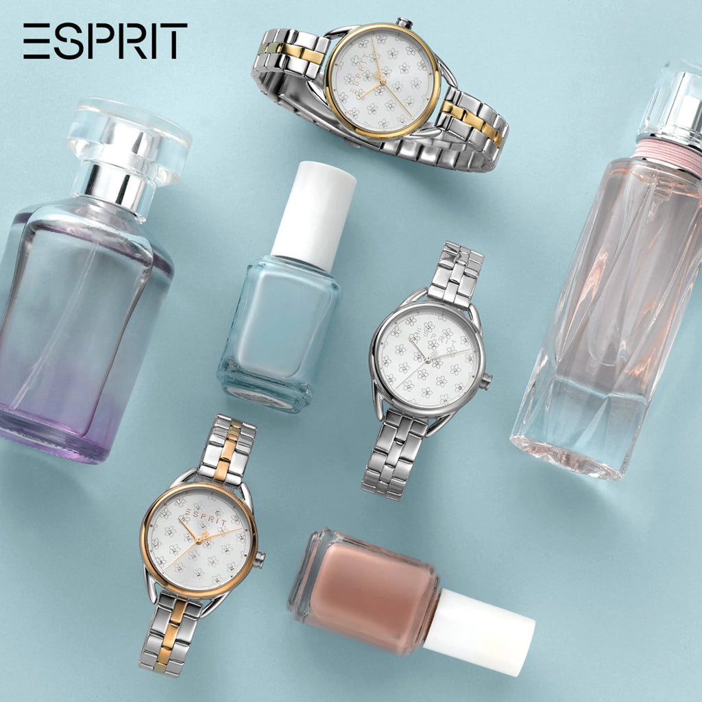 ESPRIT Women's Watch with Silver Stainless Steel Case and Silver & Gold Stainless Steel Band