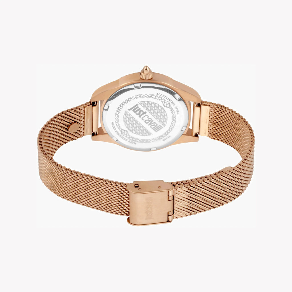 JUST CAVALLI Women's Watch with Rose Gold Stainless Steel Case and Rose Gold Stainless Steel Band