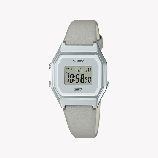 CASIO LA680WEL-8DF - SPORTY ELEGANCE FOR THE ACTIVE WOMAN - Stylish Digital Watch with Silver Leather Band