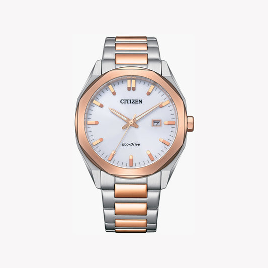 CITIZEN Eco-Drive BM7606-84A - TIMELESS ELEGANCE WITH MODERN VERSATILITY Men's Watch in Silver & Rose Gold
