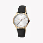 ESPRIT Women's Watch with Rose Gold Stainless Steel Case and Black Leather Band
