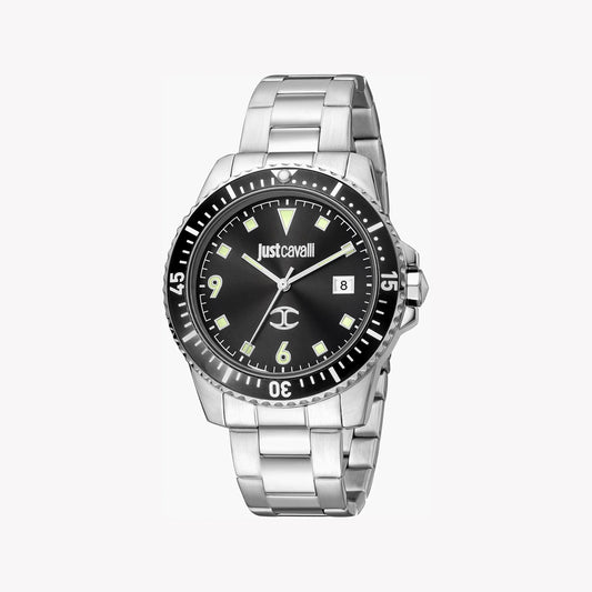 JUST CAVALLI ELEGANT STEEL - TIMELESS MEN'S WATCH WITH BLACK DIAL & SILVER BAND