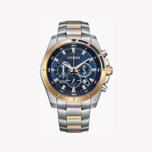 CITIZEN AN8206-53L - MODERN MASTERPIECE: STYLISH MEN'S CHRONOGRAPH with BLUE DIAL & STAINLESS STEEL BAND