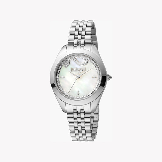 JUST CAVALLI Women's Watch with Silver Stainless Steel Case and Silver Stainless Steel Band