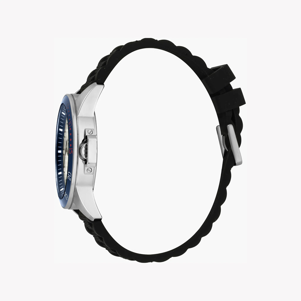 ESPRIT MEN'S TIMEPIECE - STYLISH BLACK RUBBER BAND & SILVER DIAL 43MM WATCH