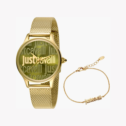 JUST CAVALLI Women's Watch with Gold Stainless Steel Case and Gold Stainless Steel Band