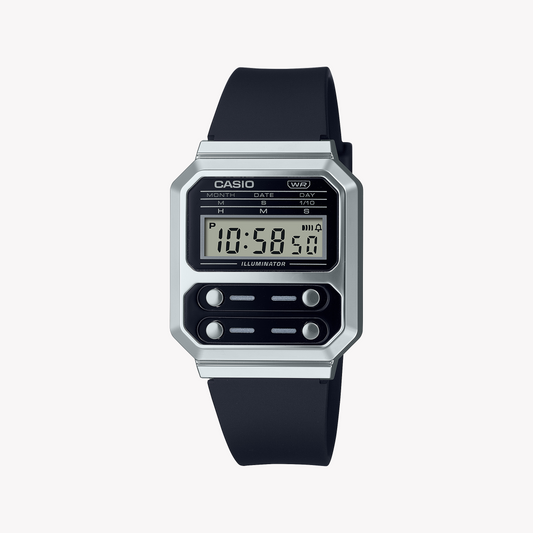 CASIO A100WEF-1ADF SPORTY ELEGANCE - MULTIFUNCTIONAL DIGITAL WATCH WITH STAINLESS STEEL BAND
