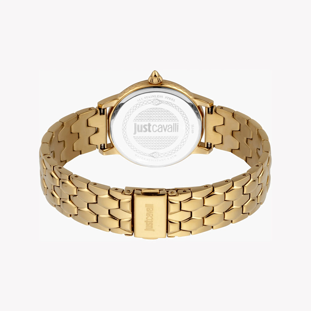 JUST CAVALLI Women's Watch with Gold Stainless Steel Case and Gold Stainless Steel Band