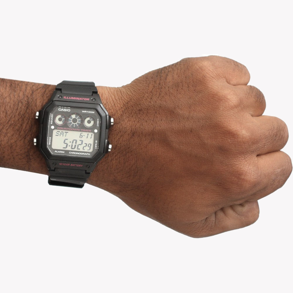 CASIO AE-1300WH-1A2VD MEN'S SPORTY DIGITAL WATCH - STYLISH FUNCTIONALITY FOR ADVENTURERS