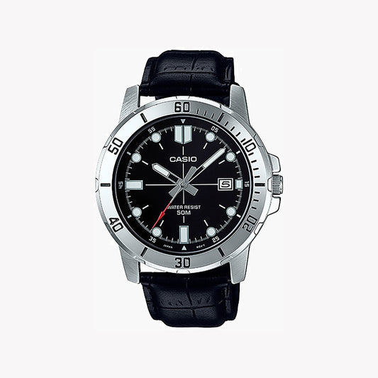 CASIO MTP-VD01L-1EVUDF - SPORTY SOPHISTICATION MEN'S WATCH WITH LEATHER BAND & STAINLESS STEEL CASE