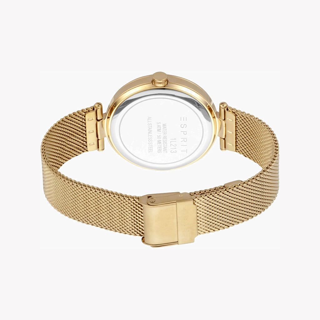 ESPRIT Women's Watch with Gold Stainless Steel Case and Gold Stainless Steel Band