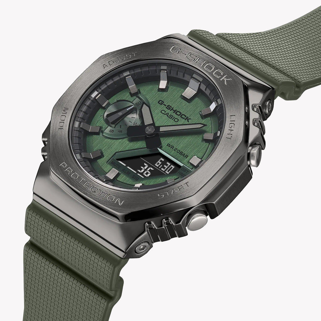 CASIO G-SHOCK GM-2100B-3ADR OAK - TOUGH LUXE MEN'S WATCH WITH GREEN DIAL & SILVER CASE